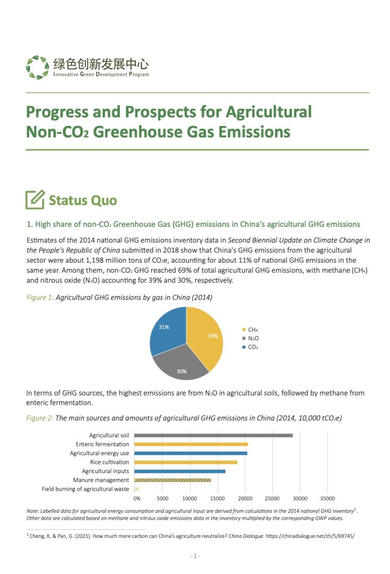 Progress and Prospects for Agricultural Non CO2 GHG Emissions