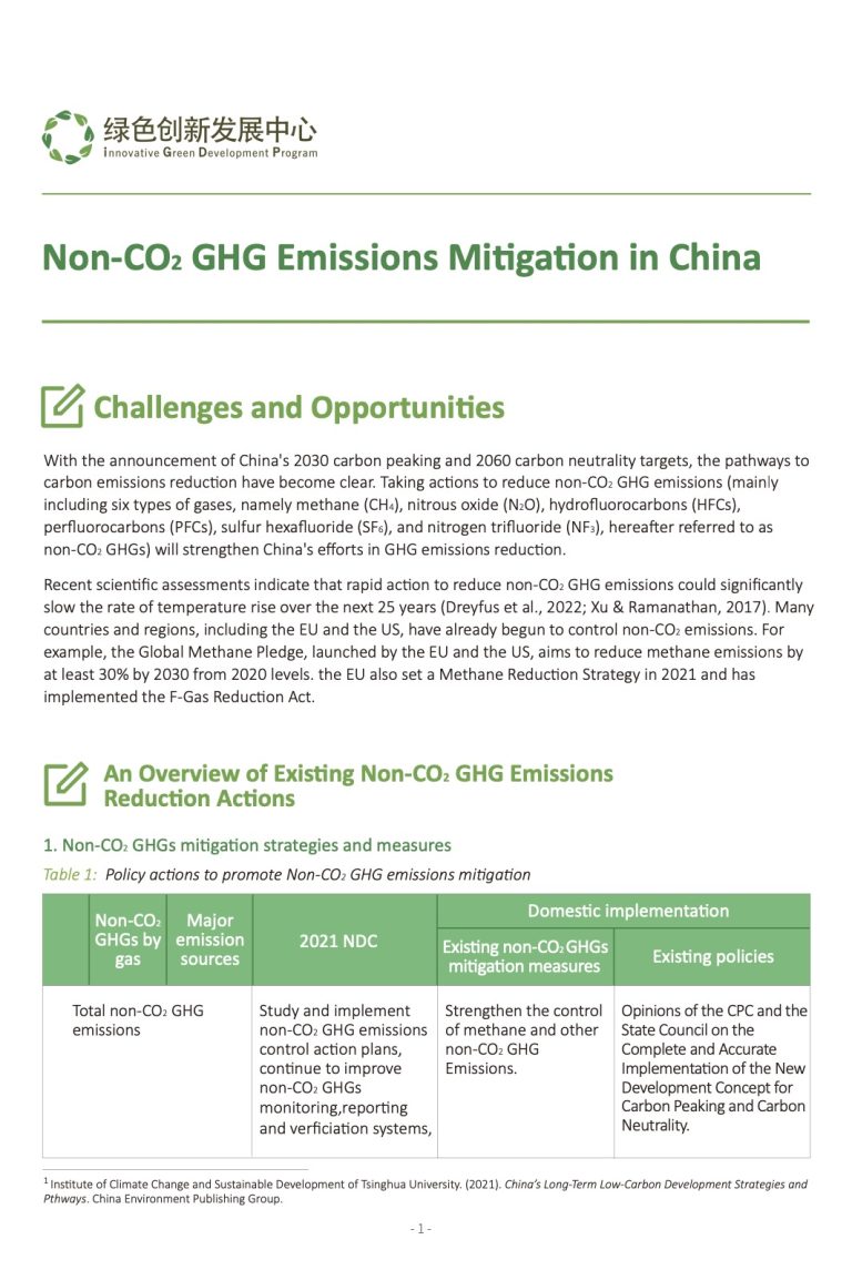 Non-CO₂ GHG Emissions Mitigation in China