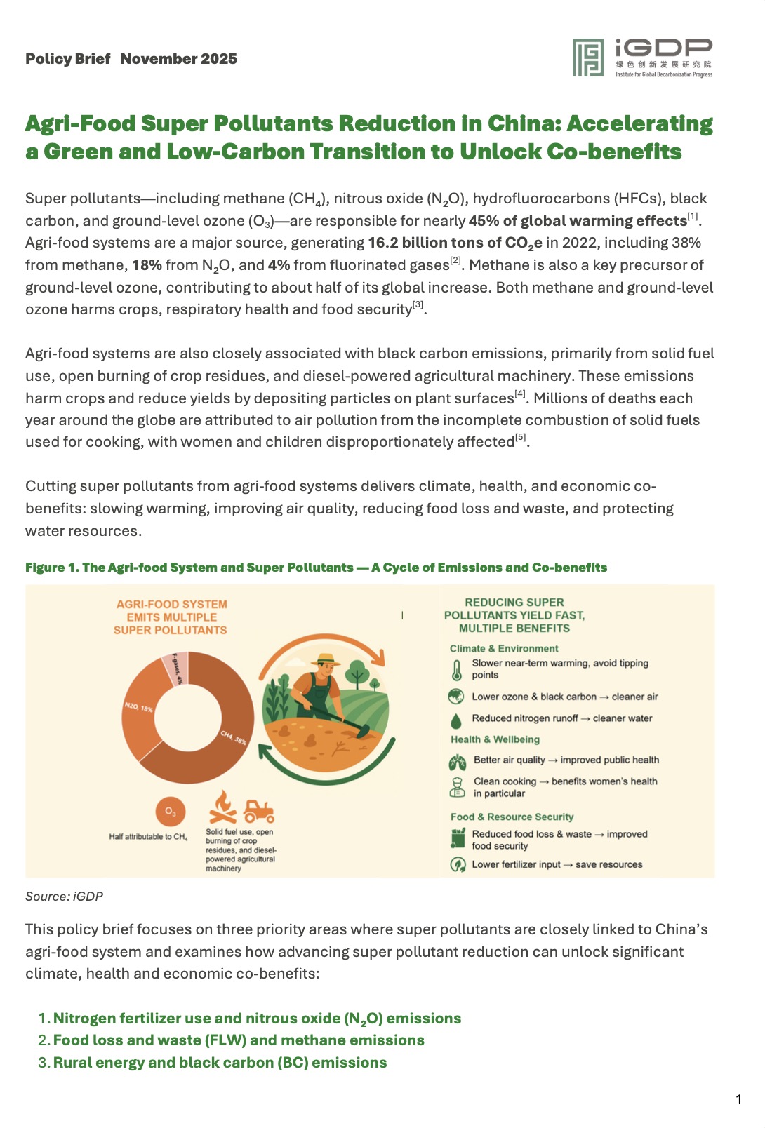 Agri-Food Super Pollutants Reduction in China: Accelerating a Green and Low-Carbon Transition to Unlock Co-benefits